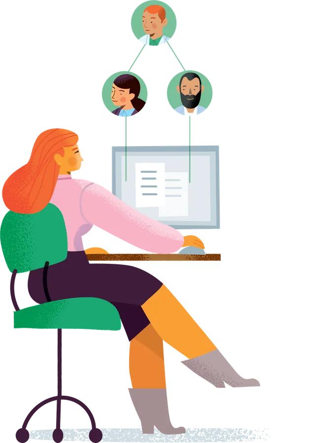A local marketer authoring content, connected to their team