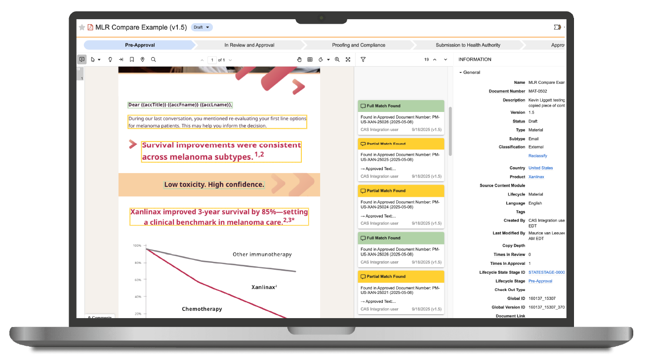 Reference Manager linking citations to Veeva reference documents and PubMed cite text