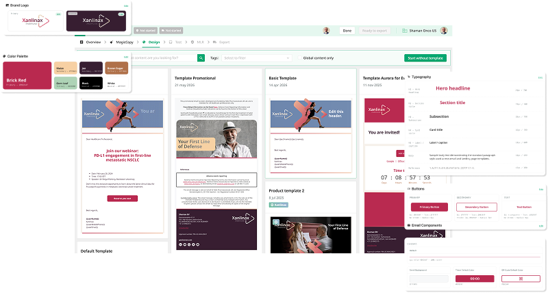 Brand design system — approved templates, locked components and reusable content