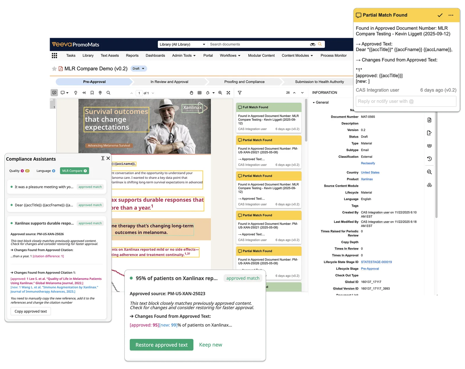 Pre-MLR checks: Compliance Assistants and MLR Compare against approved content